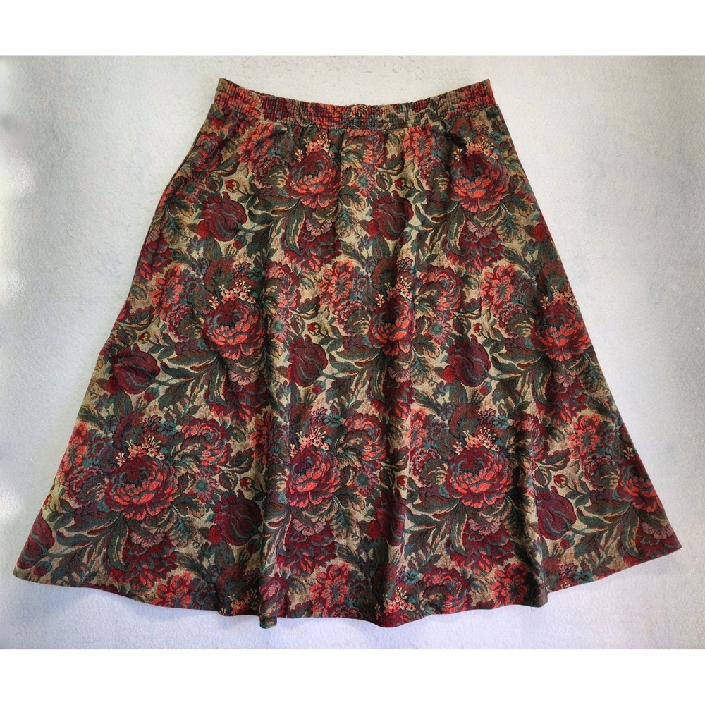 Inseparables Vintage Floral Tapestry Midi Skirt Size 10 Cottagecore Tapestry